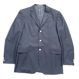 Burberry London 100% Wool Navy Blazer Men 43L‎ Gold 3-Button Made in USA